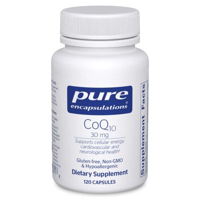 Pure Encapsulations CoQ10 30 mg | Coenzyme Q10 Supplement for Energy, Antioxidants, Brain and Cellular Health, Cognition, and Cardiovascular Support | 120 Capsules