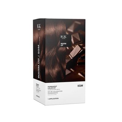 IGK Permanent Hair Color Kit | 5GM Warm Up - Golden Mahogany Brown | 100 Gray Color Coverage Strengthen Shine | Ammonia Free
