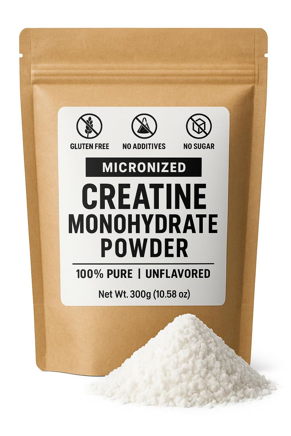 Micronized Creatine Monohydrate Powder 300g | 100 Pure &amp; Unflavored | Boost Muscle Strength, Endurance &amp; Recovery | Fast Absorption | Gluten-Free