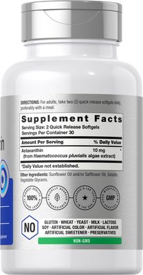 Horbach Astaxanthin 10mg | 60 Softgels | Algae Derived Formula | Non-GMO, Gluten Free Supplement