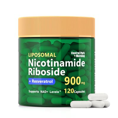Central Park Morning NAD Supplement - NAD Nicotinamide Riboside Resveratrol 900mg, Liposomal Nicotinamide Riboside with Resveratrol, NMN Supplement Alternative for Anti-Aging, Energy, 120 Capsules