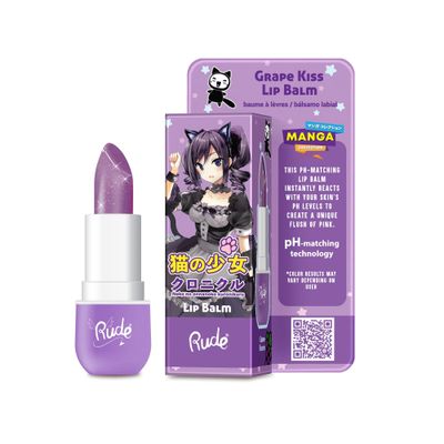 Manga Collection Lip Balm - Grape Kiss by Rude Cosmetics for Women - 0.123 oz Lip Balm