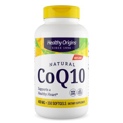 Healthy Origins CoQ10 400 mg - Natural Trans-Isomer Ubiquinone - Yeast Fermented, Supports Heart Health &amp; Cellular Energy - Non-GMO 150 Softgels