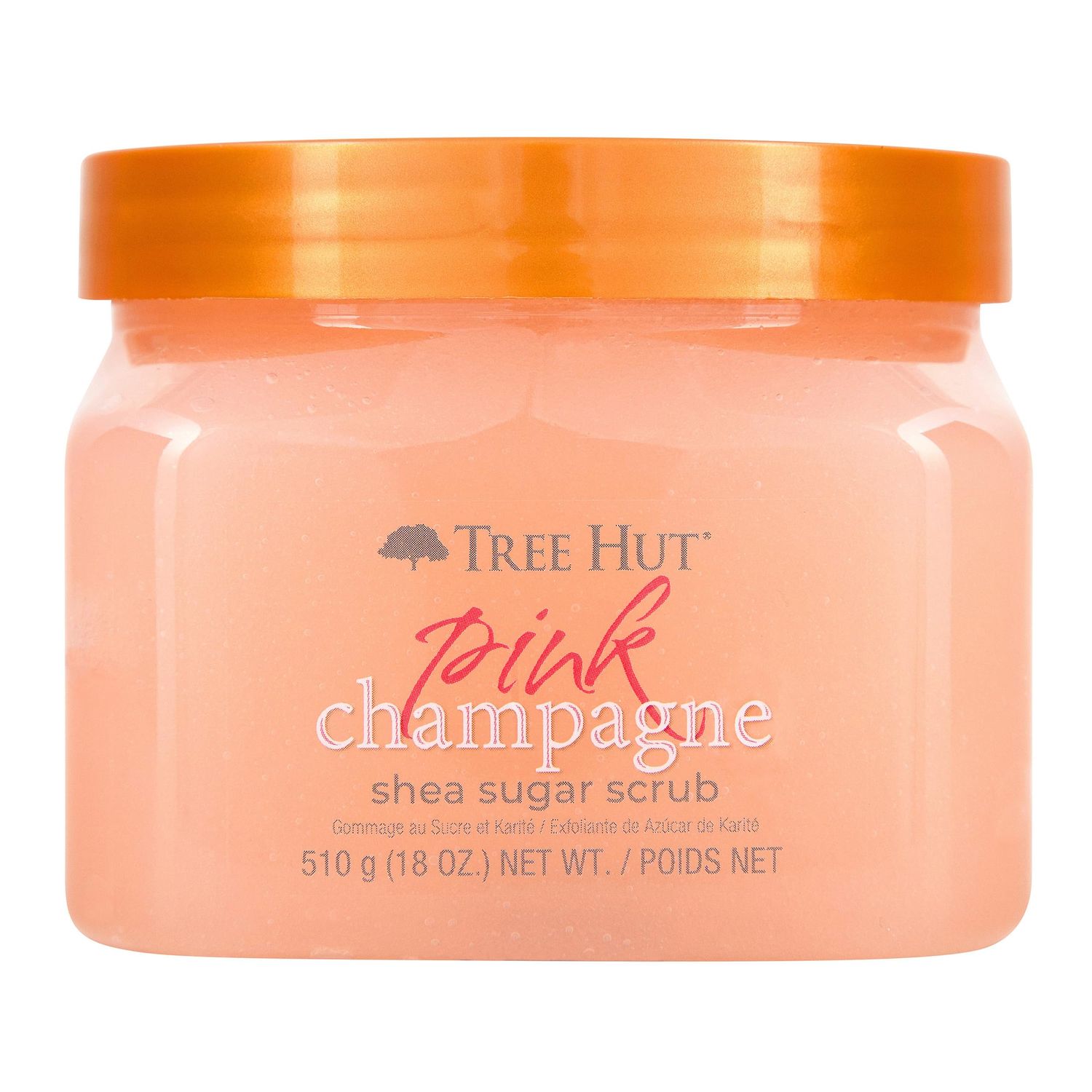 Tree Hut Pink Champagne Shea Sugar Scrub | Exfoliating Body Scrub Removes Dead, Dry Skin for a Soft &amp; Hydrated Feel | Nourishing Essential Body Care | 18 fl oz.