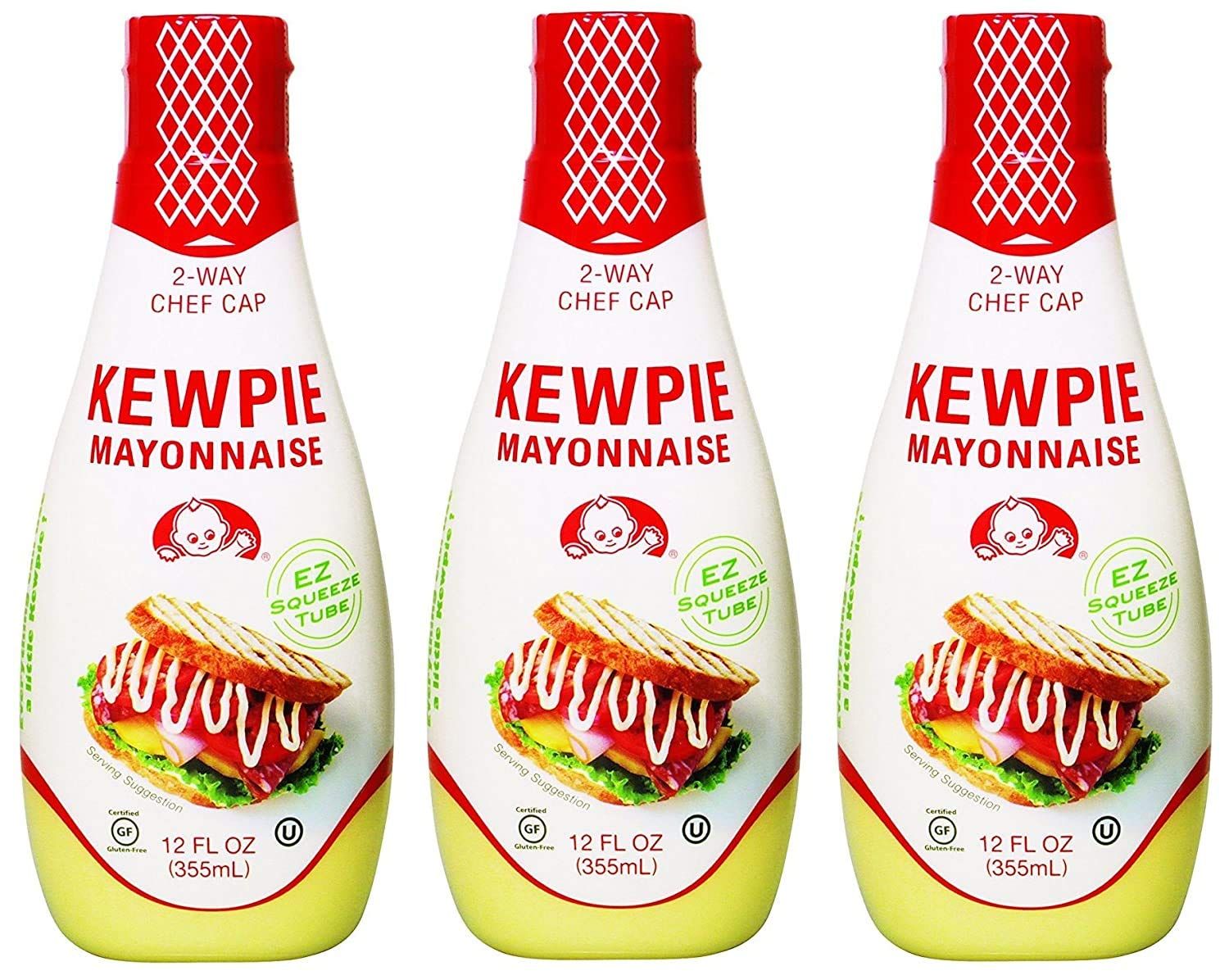 Kewpie Mayonnaise - Japanese Mayo Sandwich Spread Squeeze Bottle - 12 Ounces (Pack of 3)