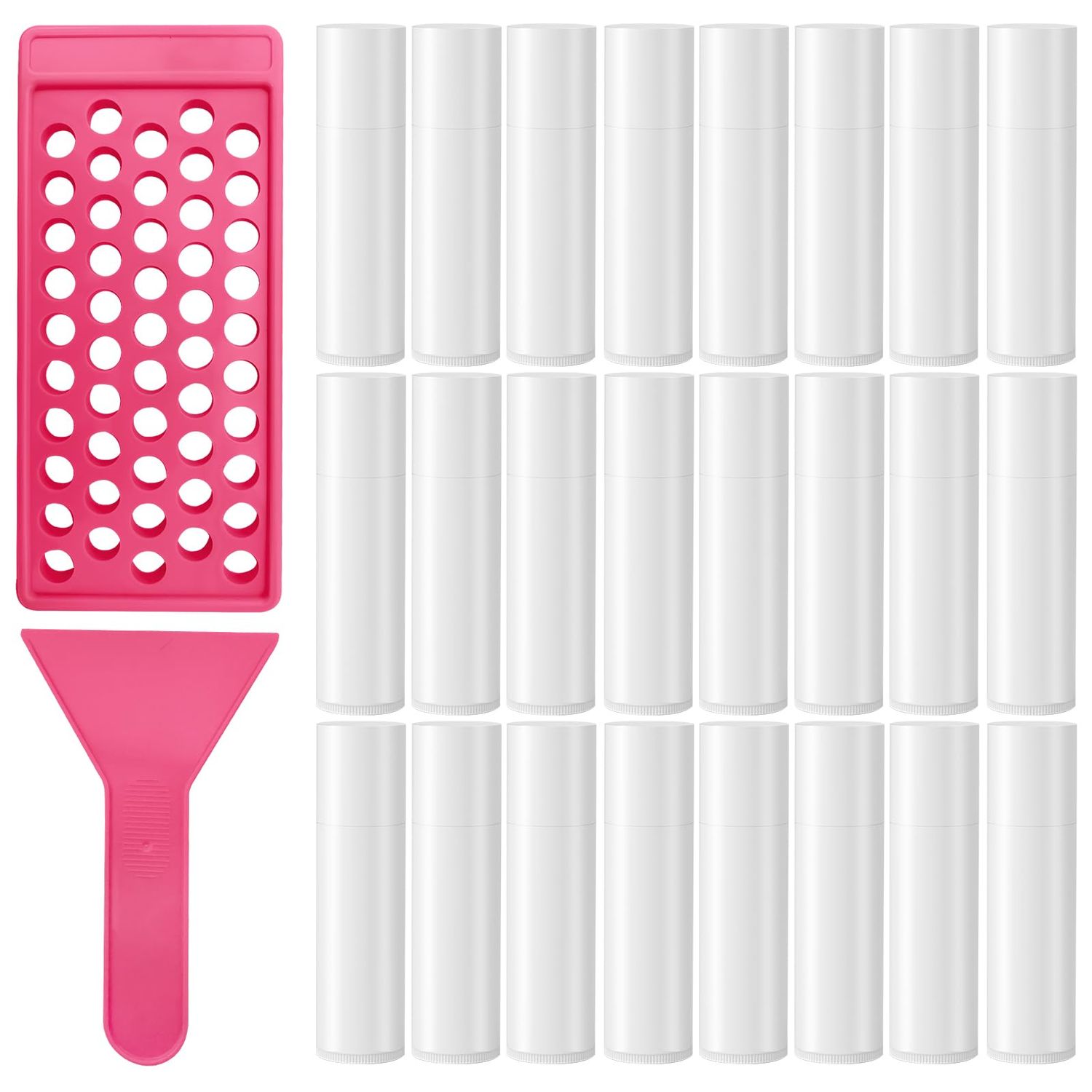 Zenihol Lip Balm Making Kits with Filling Tray and Spatula, 50Pcs Lip Balm Tubes Containers with Caps, BPA Free &amp; Leak Free DIY Lip Balm Making Sets, White