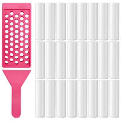 Zenihol Lip Balm Making Kits with Filling Tray and Spatula, 50Pcs Lip Balm Tubes Containers with Caps, BPA Free &amp; Leak Free DIY Lip Balm Making Sets, White