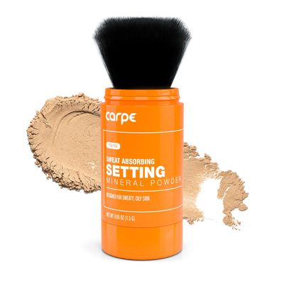 Carpe NEW Sweat Absorbing Translucent Mineral Powder - Mess-free Loose Powder Makeup That Controls Oil &amp; Sweat Shine - Makeup Setting Powder For Oily Skin - Matte Finish Gentle on Skin