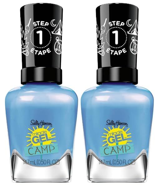 Sally Hansen Miracle Gel, Summer Camp Dockside Dreaming, Long Lasting, Gel-Like Formula, No UV Lamp Needed, Blue Nail Polish - Pack of 2