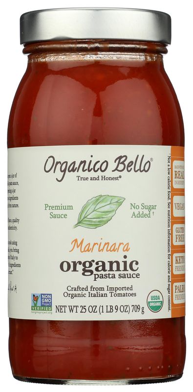 Organico Bello Organic Marinara Pasta Sauce, 25 oz