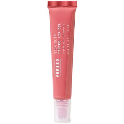 Versed Silk Slip Tinted Lip Oil, Blossom - Sheer Pink Tint - Long-Lasting, Moisturizing Makeup With Jojoba Vitamin E - Helps Smooth Hydrate Chapped Lips - Vegan Care (0.3 oz)
