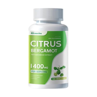 Organic Citrus Bergamot 1400mg, 120 Capsules -Citrus Bergamia - Essential Oil and Citrus Bioflavonoids - Natural Heart Health Supplements for Women and Men - Non-GMO Pills