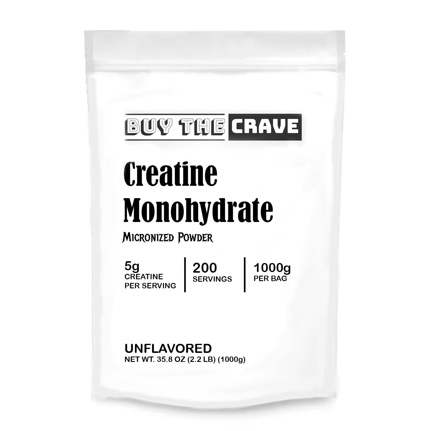 Ultra-Pure Micronized Creatine Monohydrate Powder - Maximize Strength, Power, and Muscle Growth - Unflavored, Gluten-Free (200 Servings, 1000g)