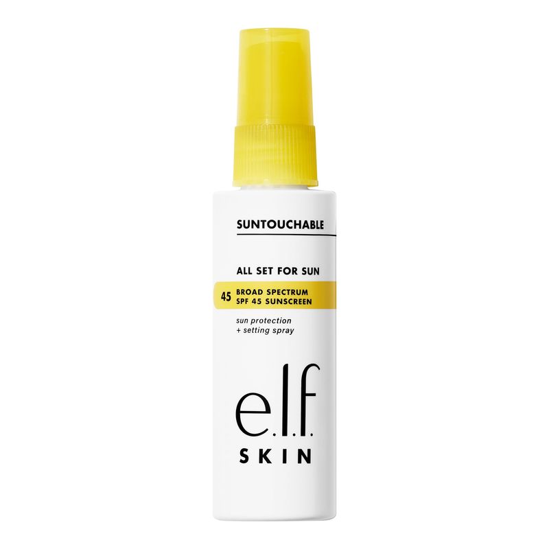 e.l.f. SKIN All Set For Sun SPF 45, Setting Spray With SPF 45 For Long-Lasting Makeup, Weightless, Non-Greasy Formula, Vegan &amp; Cruelty-Free, Packaging May Vary