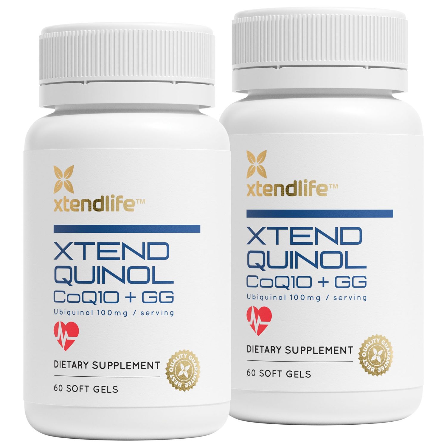Xtendlife Xtend-Quinol 100mg CoQ10 Ubiquinol and 50mg GG (Geranylgeraniol) Supplement for CoEnzyme Q10 Production, Heart Health, Cellular Energy, and Aging Health - 4 Month Supply (Pack of 2)