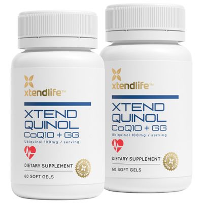 Xtendlife Xtend-Quinol 100mg CoQ10 Ubiquinol and 50mg GG (Geranylgeraniol) Supplement for CoEnzyme Q10 Production, Heart Health, Cellular Energy, and Aging Health - 4 Month Supply (Pack of 2)