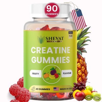 SHEVAT VITAMINS Premium Creatine Gummies for Men &amp; Women - Supports Muscle Growth, Recovery &amp; Performance - 40 Chewable Gummies with Fast Absorption &amp; No Melting Formula