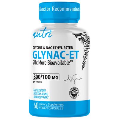 GlyNAC-ET NAC Supplement N-Acetyl Cysteine Ethyl Ester - 20x More Bioavailable Than GlyNAC - Glycine &amp; N-acetylcysteine Ethyl Ester Anti Aging Supplement, Boost Glutathione (60 Capsules)