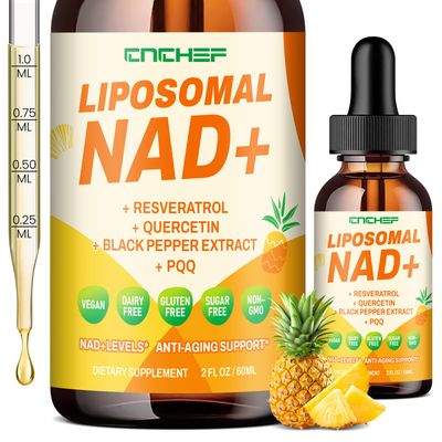 CNCHEF Liposomal NAD Supplement - 1500mg NAD Liquid Drop for Women &amp; Men Nicotinamide Riboside Chloride &amp; Resveratrol Complex - Cellular Renewal, Anti-Aging Support - 30 Servings (2 fl oz)