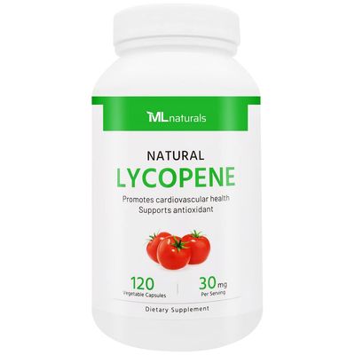 ML Naturals Natural Lycopene 30 mg 120 Vegetable Capsules. All-Natural from Tomatoes. Antioxidant &amp; Immune Support, Cardiovascular Health &amp; Prostate Health.