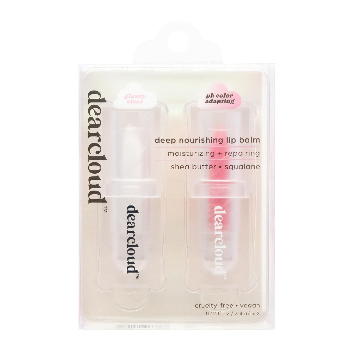 dearcloud Deep Nourishing Lip Balm Set (.13 fl oz) - Lip Balm and Gloss for Women with Shea Butter &amp; Squalane - Korean Skin Care Moisturizer for Lips (Set of 2)