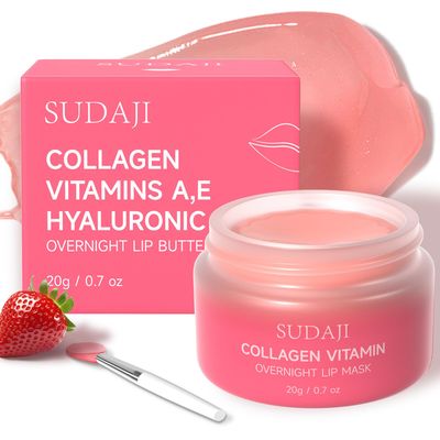 SUDAJI Collagen Lip Mask, Hydrating Lip Balm, Overnight Moisture Lip Butter with Hyaluronic Acid &amp; Aloe Vera, Sleeping Nourishing Lip Butter Balm