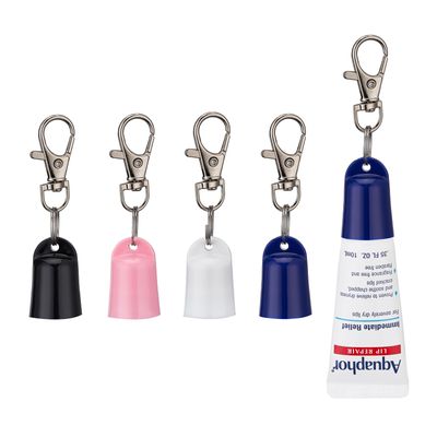 SNOSHO 4 Pcs Keychain Cap for Jack Black Lip Balm 0.25 oz, Portable Holder Keychain Cap Compatible with Aquaphor Lip Repair Tubes (color)