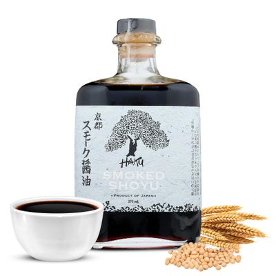 HAKU Smoked Shoyu Soy Sauce (375 ml) - Authentic Japanese Artisanal Umami Seasoning Sauce with Unique Smoky Flavor - Traditional Gourmet Dip Sauce &amp; Marinade for Sushi, Meat &amp; Asian Cuisines