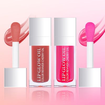 Reddhoon 2Pcs Lip Oil, Hydrating Lip Glow Oil, Transparent Lip Balm, Long Lasting Nourishing Non-sticky Lip Oil Tinted for Lip Care and Dry Lips (012015)