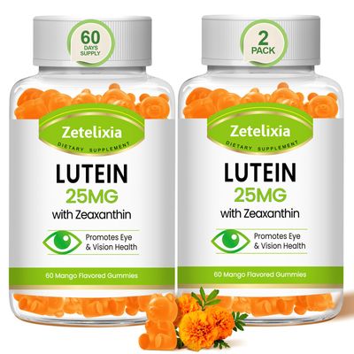 Zetelixia Lutein Gummies 25mg - Eye Vitamins Lutein &amp; Zeaxanthin Eye Health Supplements for Adults,Sugar Free Eye Health Gummies Supplement - Support Vision,Macular,Blue Light Filtering (120 Count)
