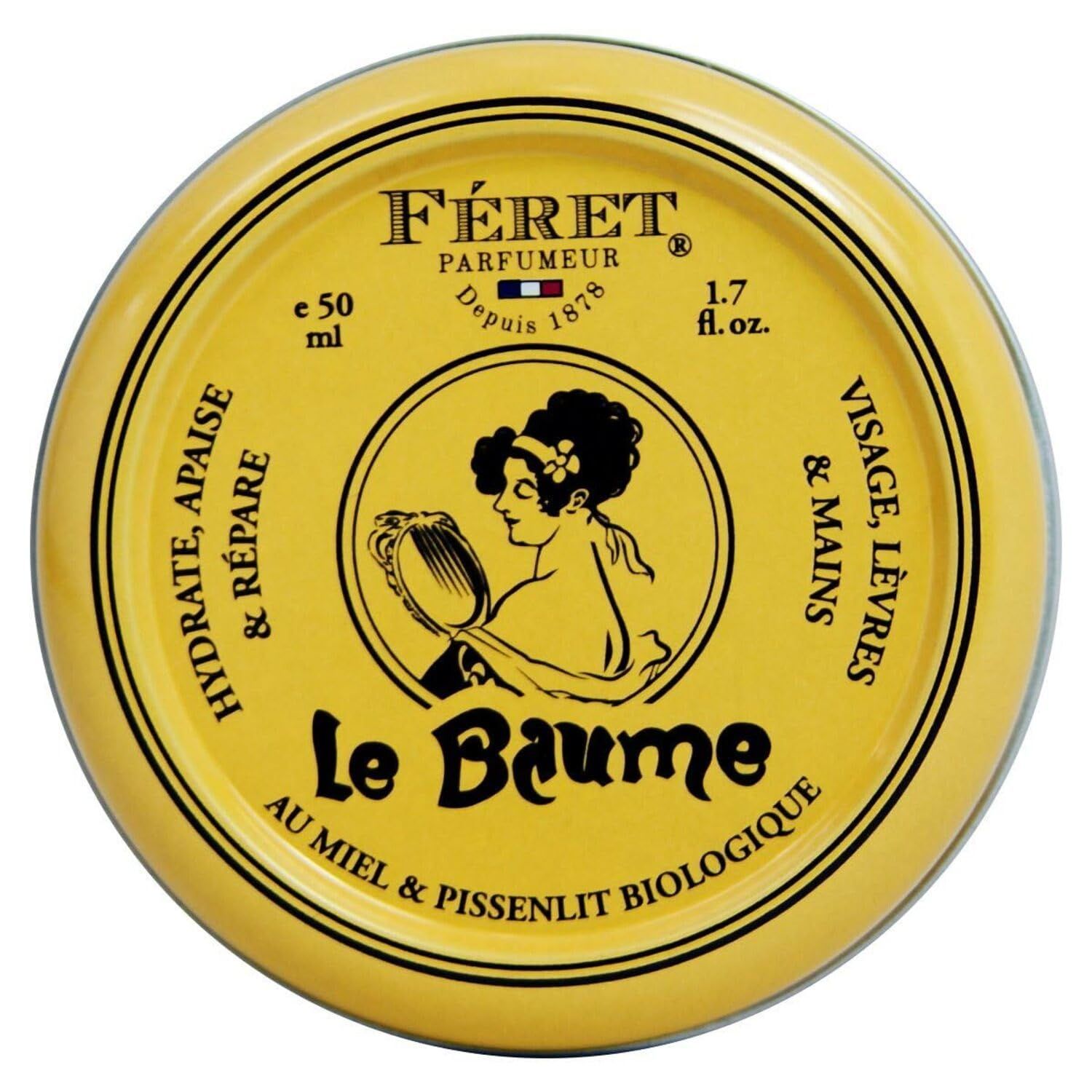 Feret Le Baume Multi-Purpose Balm - Rose Poudr - Deeply Hydrating Moisturizer for Dry Cracked Skin, Lips &amp; Cuticles - Natural Lip Balm with Shea Butter &amp; Honey - Made in France - 50ml / 1.7oz