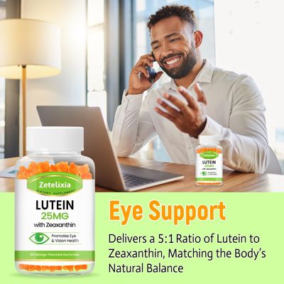 Zetelixia Lutein Gummies 25mg - Eye Vitamins Lutein &amp; Zeaxanthin Eye Health Supplements for Adults,Sugar Free Eye Health Gummies Supplement - Support Vision,Macular,Blue Light Filtering (120 Count)