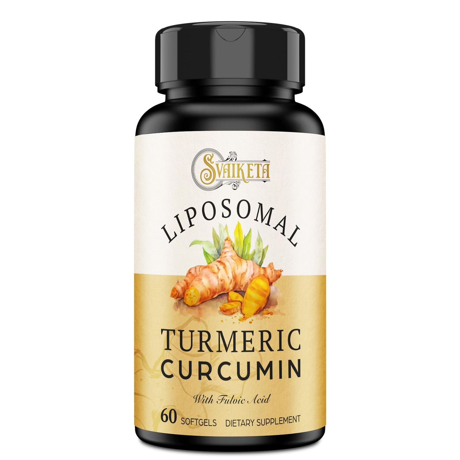 Liposomal Turmeric Curcumin Supplement 2000mg, 95 Standardized Curcuminoid Extract &amp; Organic Root Powder with Piperine Black Pepper Fruit (15mg), 60 softgels