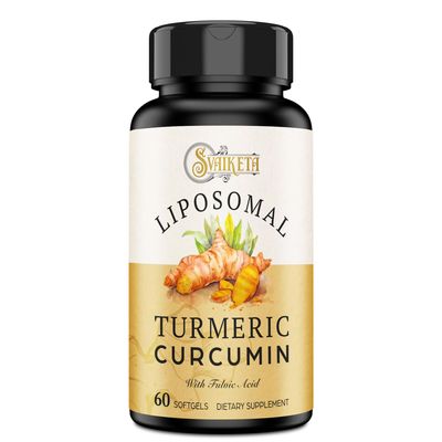 Liposomal Turmeric Curcumin Supplement 2000mg, 95 Standardized Curcuminoid Extract &amp; Organic Root Powder with Piperine Black Pepper Fruit (15mg), 60 softgels