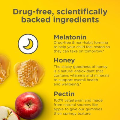 Zarbee's Kids Sleep Gummies with 1 mg Melatonin, Non-Habit Forming, Drug-Free Bedtime Support, Supports Natural Sleep Cycles for Peaceful Sleep, Natural Strawberry Flavor, Ages 3, 60 Ct Bottle