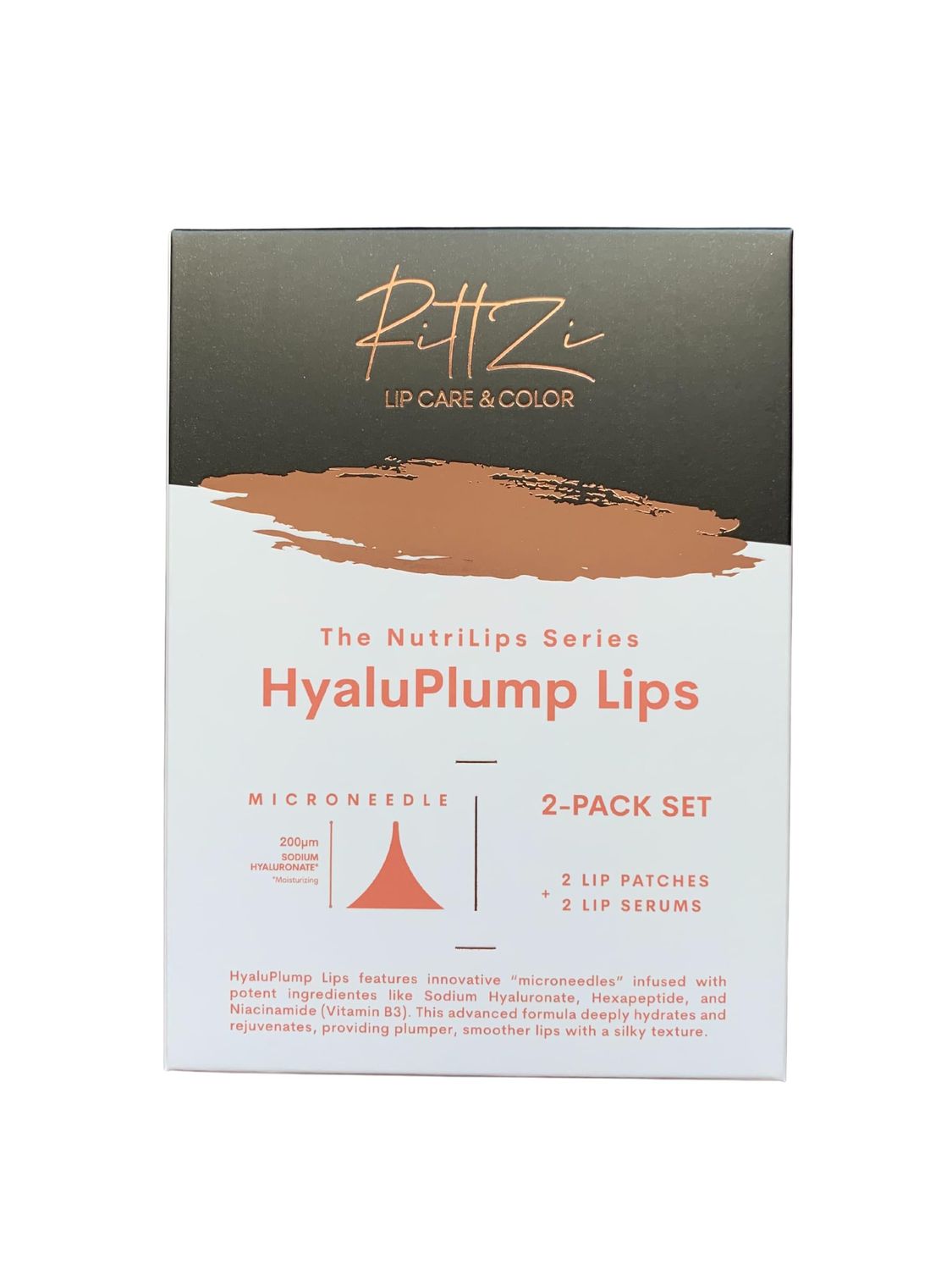 RittZi HyaluPlump Lips 2-PACK SET - Innovative Two-Step Lip Care System for Hydrated, Plump Lips Featuring Sodium Hyaluronate, Peptides, and Niacinamide