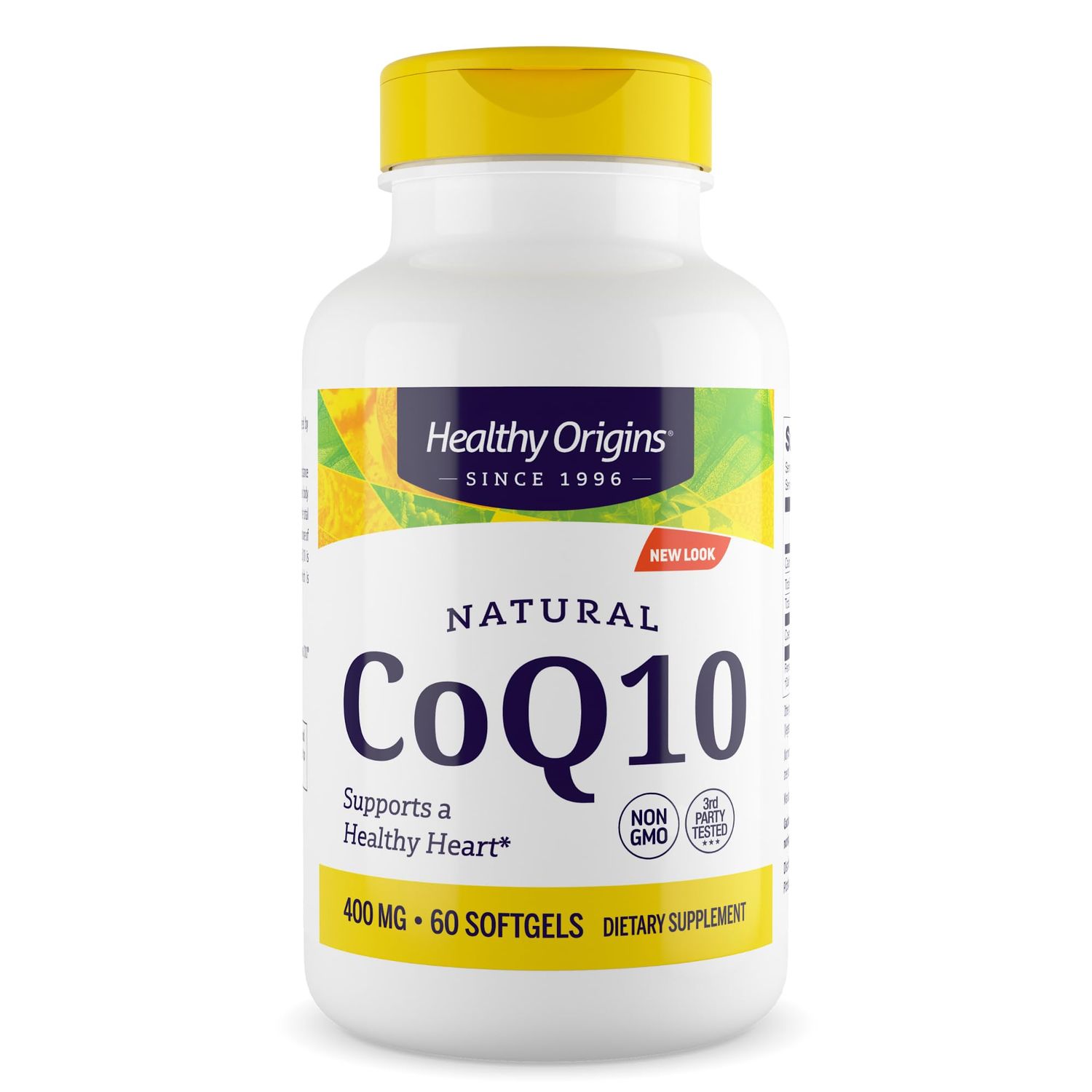 Healthy Origins CoQ10 400 mg - Natural Trans-Isomer Ubiquinone - Yeast Fermented, Supports Heart Health &amp; Cellular Energy - Non-GMO 60 Softgels