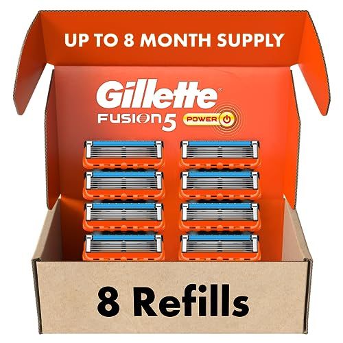 Gillette Fusion5 Power Razor Blades for Men, 5-Blade Razor Refills, 8 Count