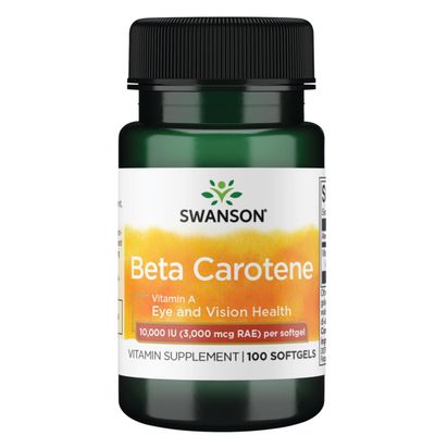Swanson Beta-Carotene (Vitamin A) Skin Eye Immune System Health Antioxidant Support 10000 Iu (3000 mcg) 100 Softgels