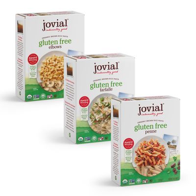 Jovial Brown Rice Farfalle, Penne, &amp; Elbows Pasta - Whole Grain Organic Pasta, Gluten Free, Dairy Free, Made in Italy - 12 Oz, 3 Pack Variety