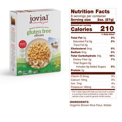 Jovial Brown Rice Farfalle, Penne, &amp; Elbows Pasta - Whole Grain Organic Pasta, Gluten Free, Dairy Free, Made in Italy - 12 Oz, 3 Pack Variety