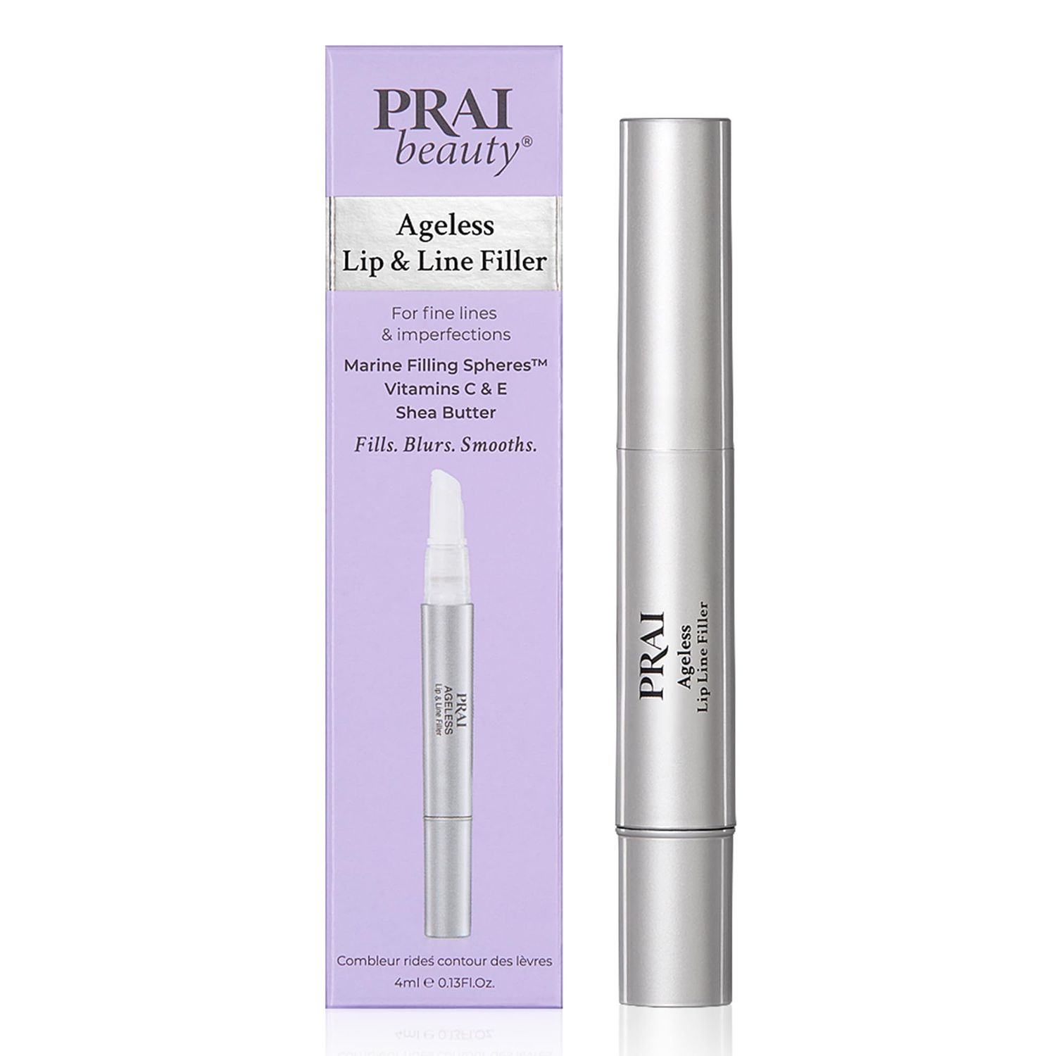 PRAI Beauty Ageless Lip and Line Filler for Instantly Ageless Lips | Lip Serum that Plumps, Smooths, &amp; Fills In Lines | Moisturizing Lip and Line Filler with Vitamins C &amp; E to Boost Collagen
