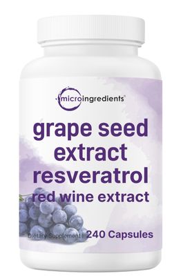 Grape Seed Extract 36,000mg Equivalent, 240 Capsules | Antioxidant Blend with Resveratrol &amp; Red Wine Extracts | Max Strength Polyphenols Supplement | Heart, Brain, Cell, &amp; Skin Health Support