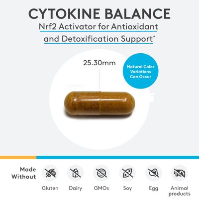 XYMOGEN Cytokine Balance for Antioxidant and Detoxification Support - Green Tea Extract, Trans-Pterostilbene, Turmeric Extract, Glucoraphanin (30 Capsules)
