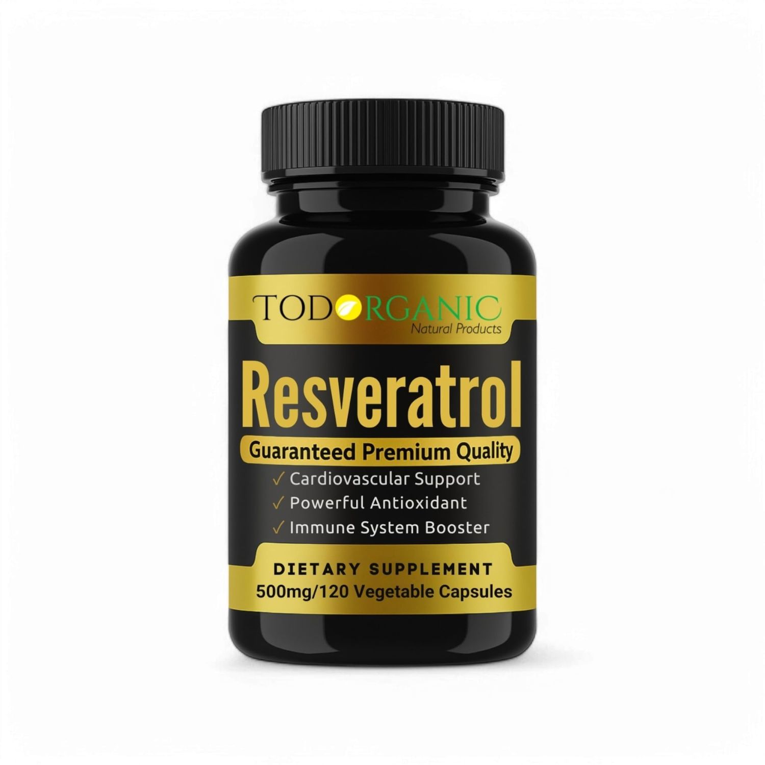 Todorganic Resveratrol Supplements 500mg Organic | 120 Vegan Capsules | Advanced Antioxidant for Heart Health, Healthy Aging &amp; Cellular Energy Support