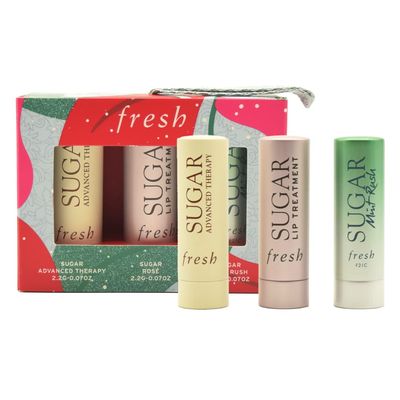 Fresh Color &amp; Care Sugar Lip Set: Sugar Mint Rush Freshening, Rose Tinted Lip Treatment, and Advanced Therapy