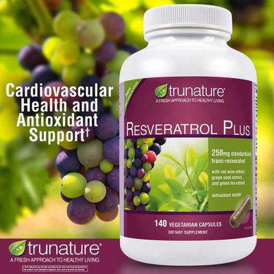 trunature Resveratrol Plus Standardized Trans-Resveratrol 250 Milligram, 140 Vegetarian Capsules