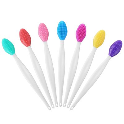 Oruola 7pcs Pore Scrubber,Colored Silicone Exfoliating Lip Brush,Double-Sided Cleansing Lip Scrub Stick, Soft Exfoliating Lips Scrub, for Nose, Lips Skin Exfoliator Tool