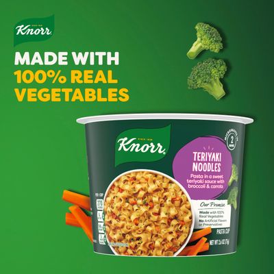 Knorr Pasta Cup Teriyaki Noodles 8 ct For a Quick and Easy Meal, Made with 100 Real Vegetables &amp; No Artificial Flavors or Preservatives, 2.6 oz
