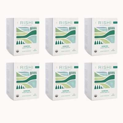 Rishi Tea Sencha Japanese Green Tea - Organic Sachet Bags, Caffeinated, Enjoy Hot or Iced - 15 Count (Pack of 6)